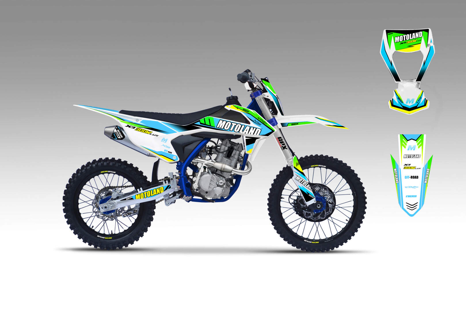 Мотоцикл Кросс Motoland X3 300W PRO (174MN-3) (2021 г.) зеленый