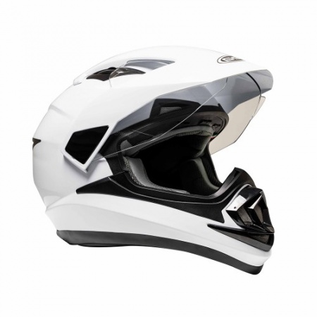 Кроссовый шлем с защитным стеклом XP-14 А WHITE GLOSSY